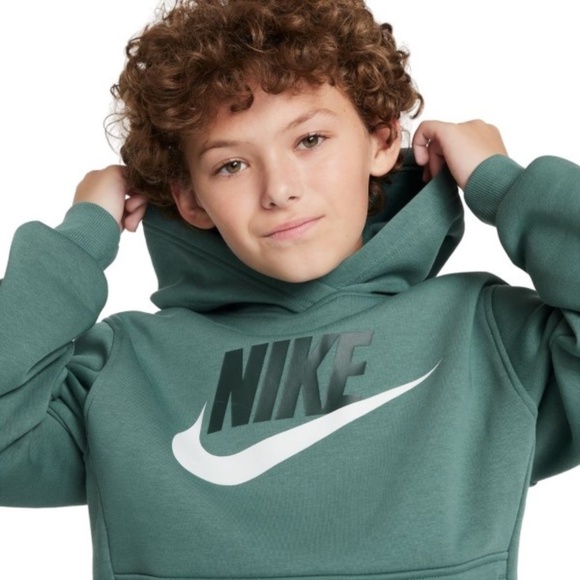 NWT M Nike Big Kids' Sportswear Club Fleece Hoodie -vintage Green - Picture 3 of 3